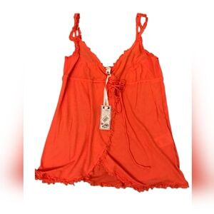 Joie Orange Ruffled Top